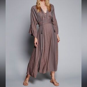 Free people modern kimono Gray Purple Maxi dress
